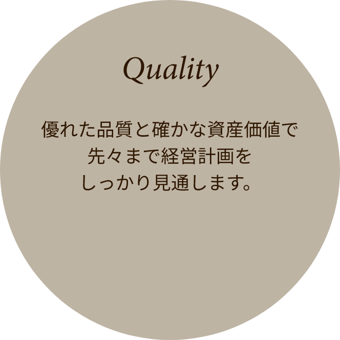 優れた品質と確かな資産価値で先々まで経営計画をしっかり見通すクオリティ