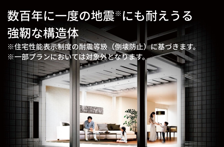 数百年に一度の地震にも耐えうる強靭な構造体