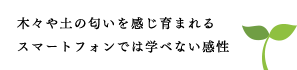 木々や土の匂いを感じ育まれるスマートフォンでは学べない感性