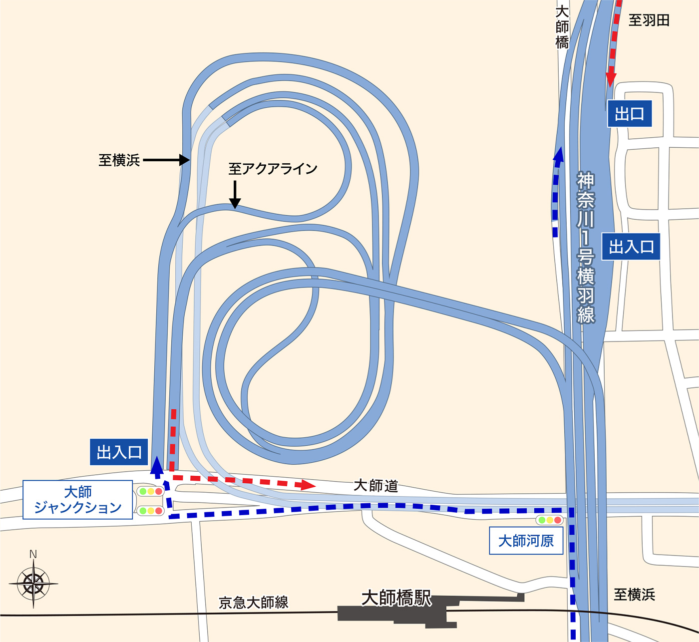 大師IC利用の自動車ルートマップ