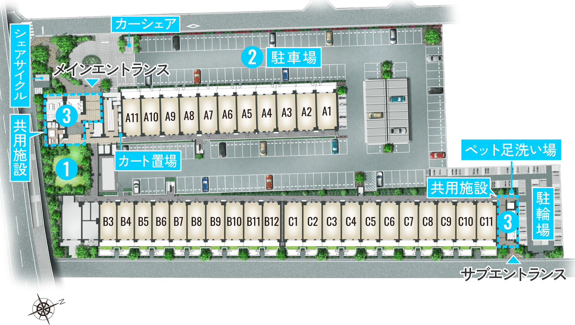 ハイムスイート川崎小島新田 敷地配置図