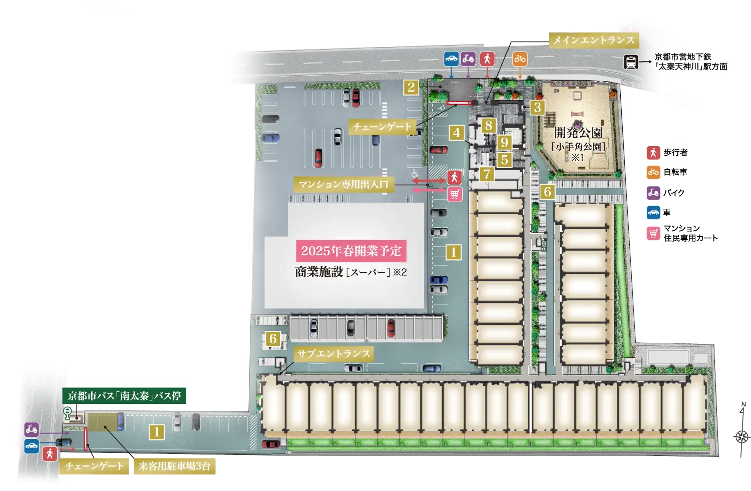 ハイムスイート京都  太秦天神川  敷地配置図