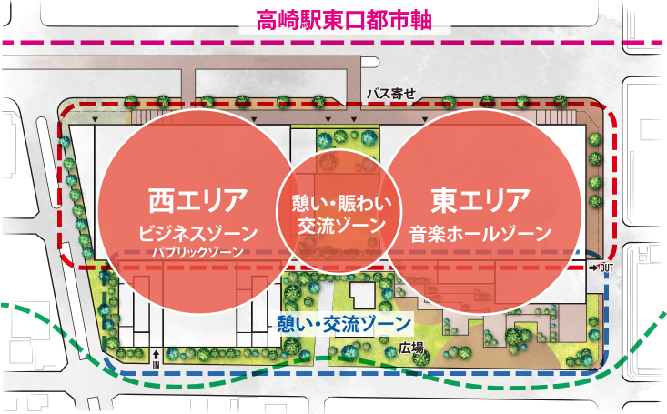 高崎駅東口栄町地区第一種市街地再開発事業エリアマップ